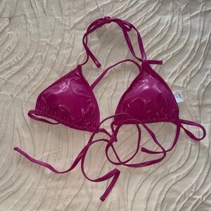 Magenta Triangle String Bikini Top